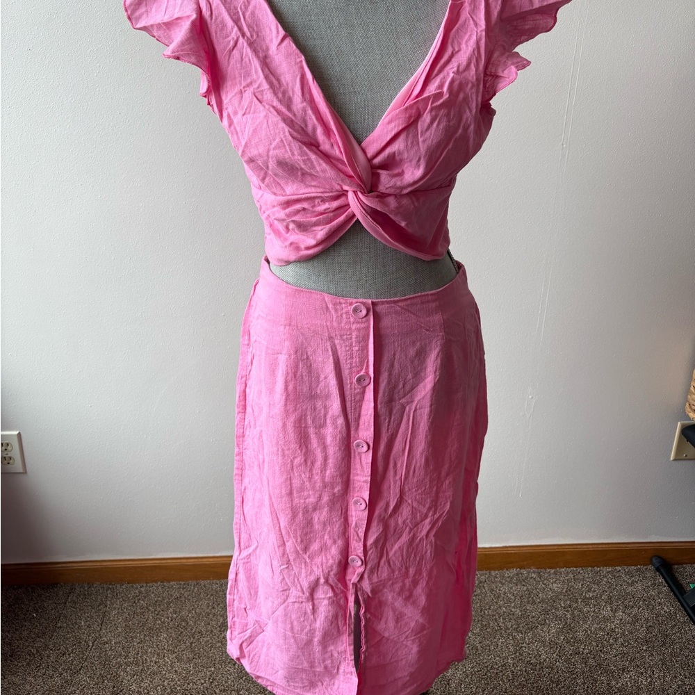 Pink Button-Down two piece